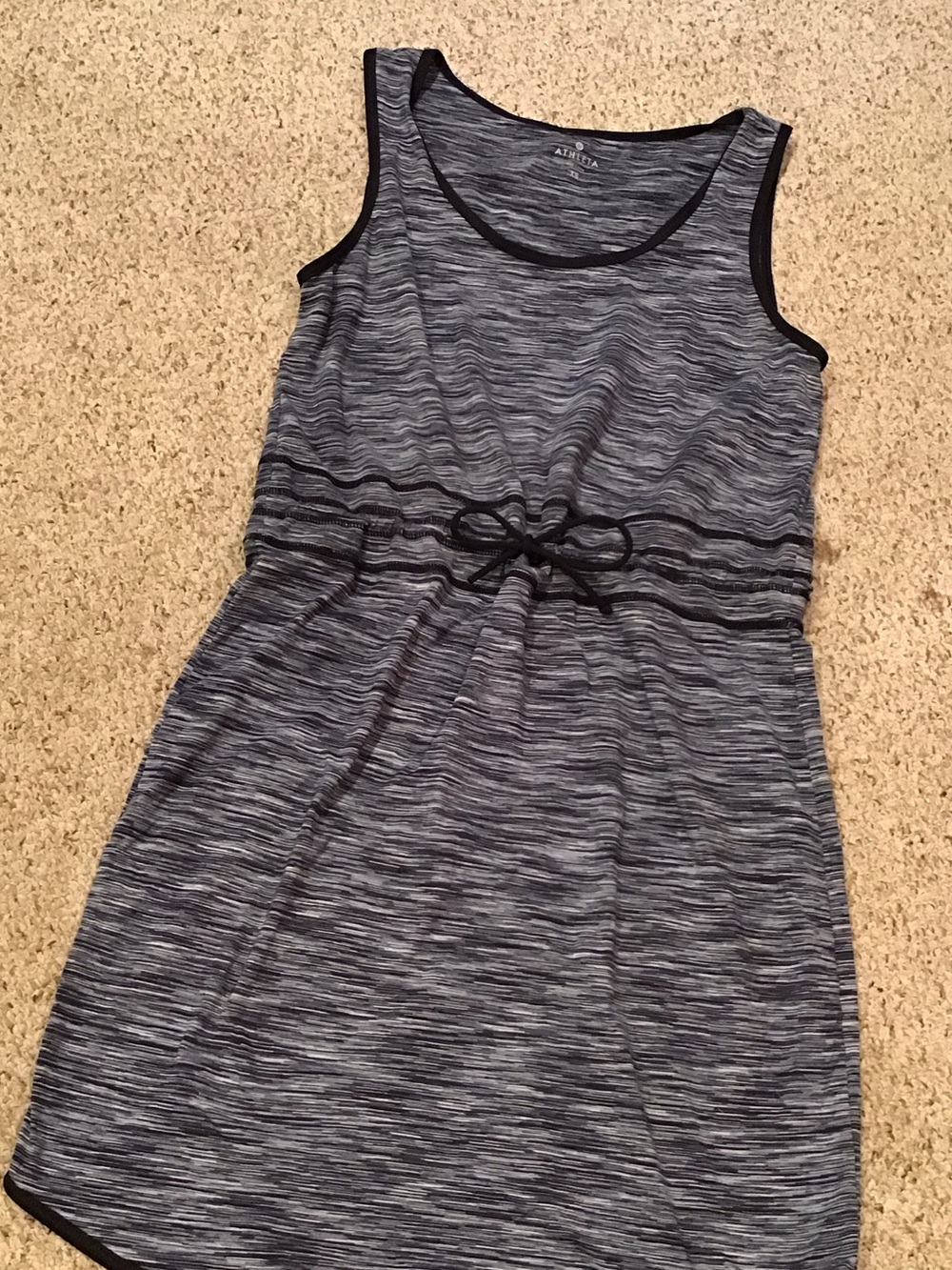 Athleta NavySpace-Dye Sleeveless Dress with Black Trim